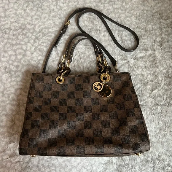 MICHAEL KORS Brown Checkered Purse